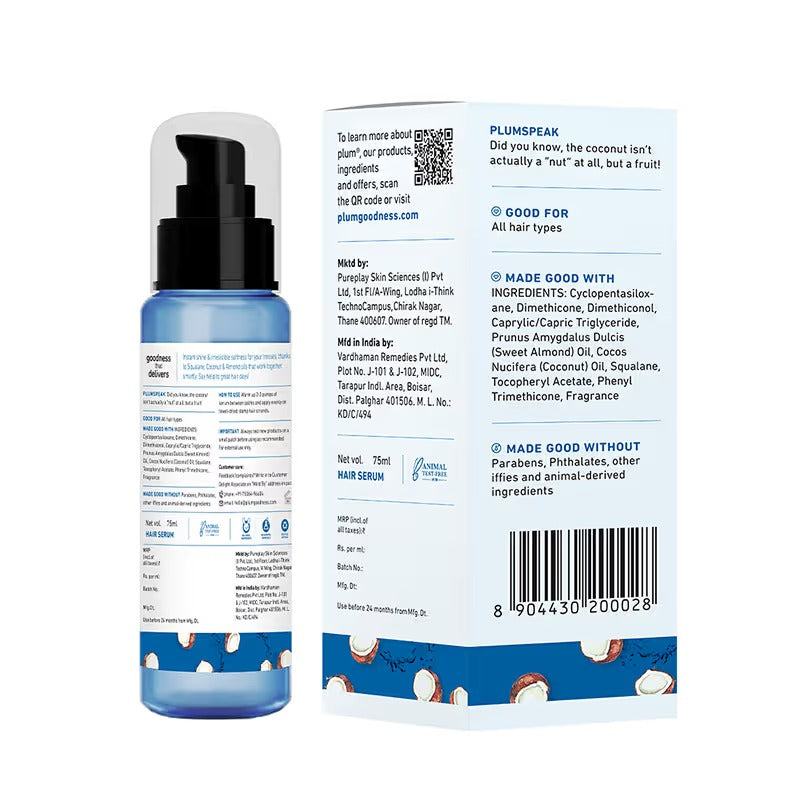 Plum Coconut & Squalane Nutri-Shine Hair Serum For Smooth- Shiny Hair