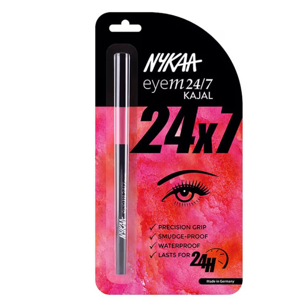 Nykaa EyeM24/7 Smudgeproof Kajal – Ebony Soul 01 Black