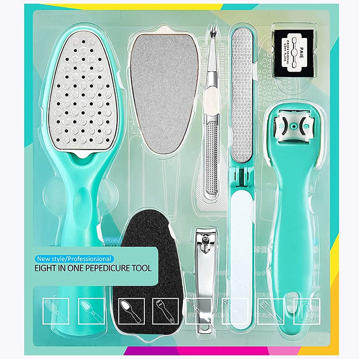 8 In 1 Pedicure Kit Foot Scrubber Callus Remover for Feet Foot File Pedicure Tools Foot Scrub Foot Spa Skin Scrubber Pedicure Set