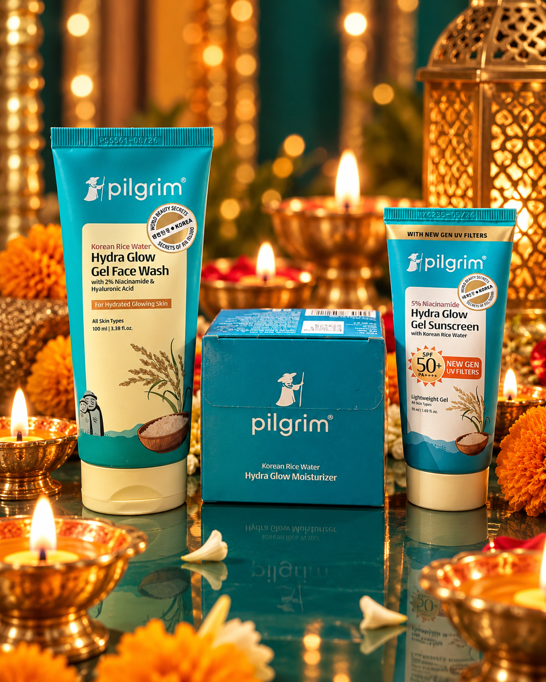 Pilgrim Korean Rice Water Hydra Glow Skincare Combo