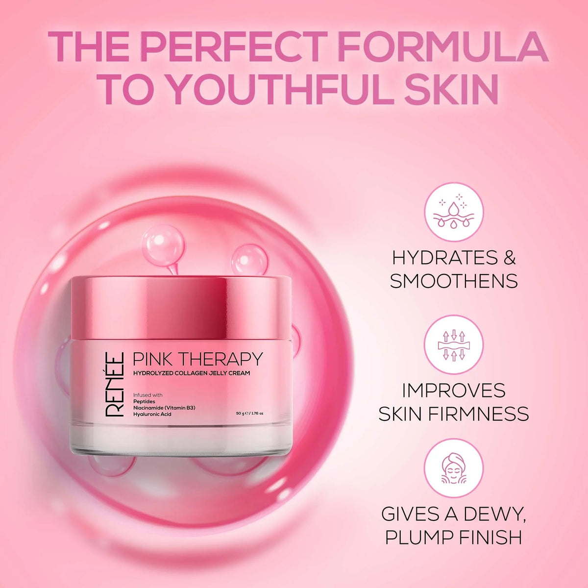 RENEE Pink Therapy Hydrolyzed Collagen Jelly Cream, 50g