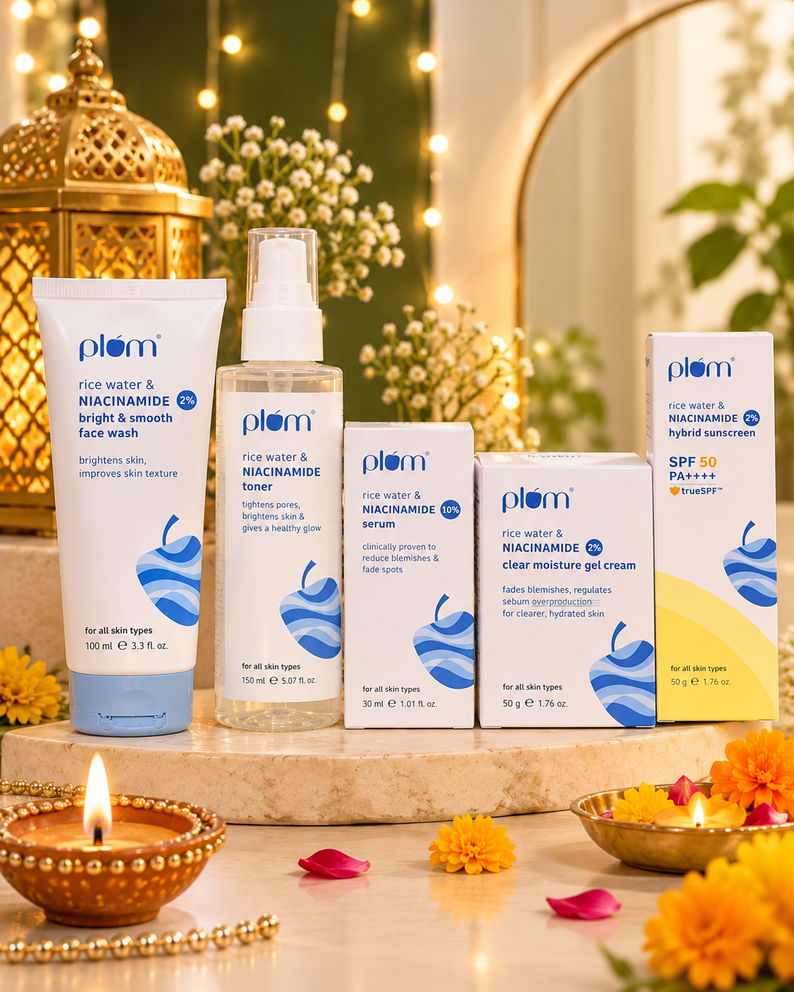 Plum Rice Water & Niacinamide Complete Skincare Combo