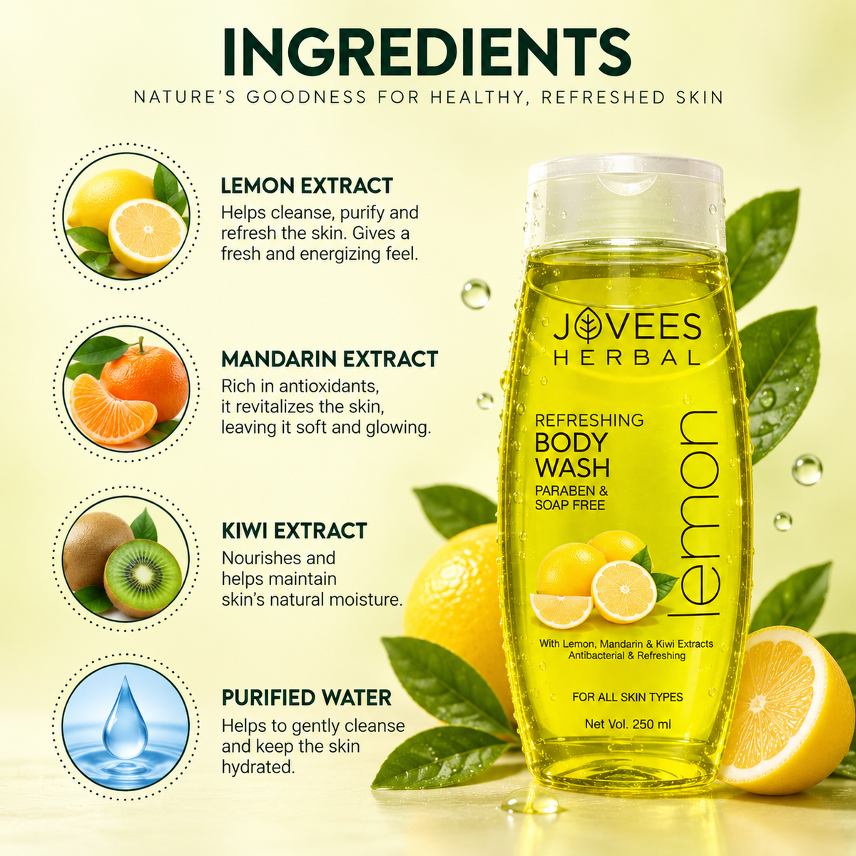 Jovees Lemon Body Wash for Fresh Everyday Cleansing – 250ml