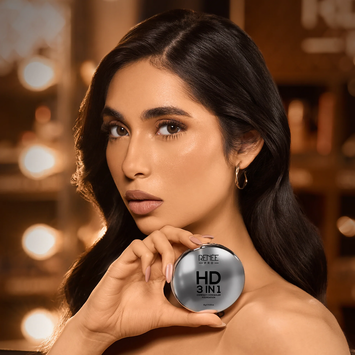 RENEE Pro HD 3-in-1 Compact Powder – Noix, 9g
