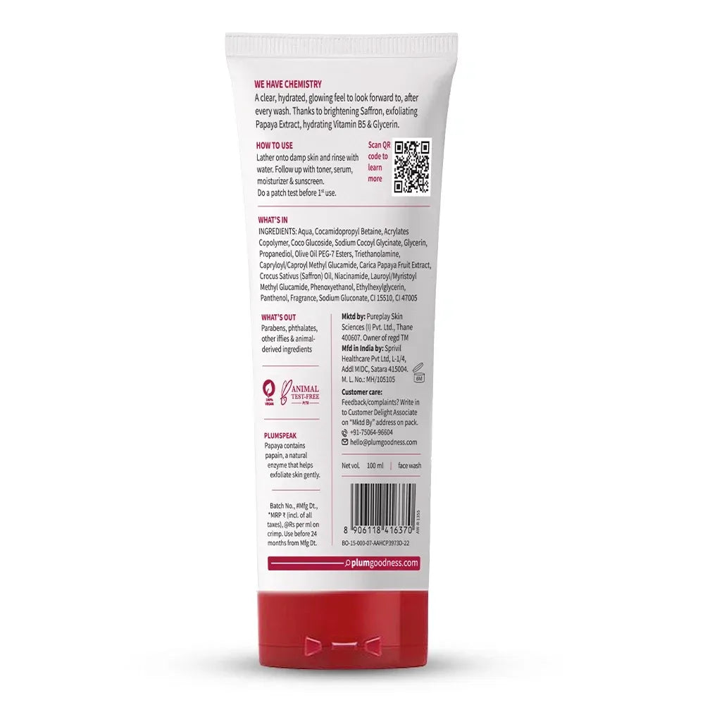 Plum Saffron & Papaya Glow Face Wash – 100 ml