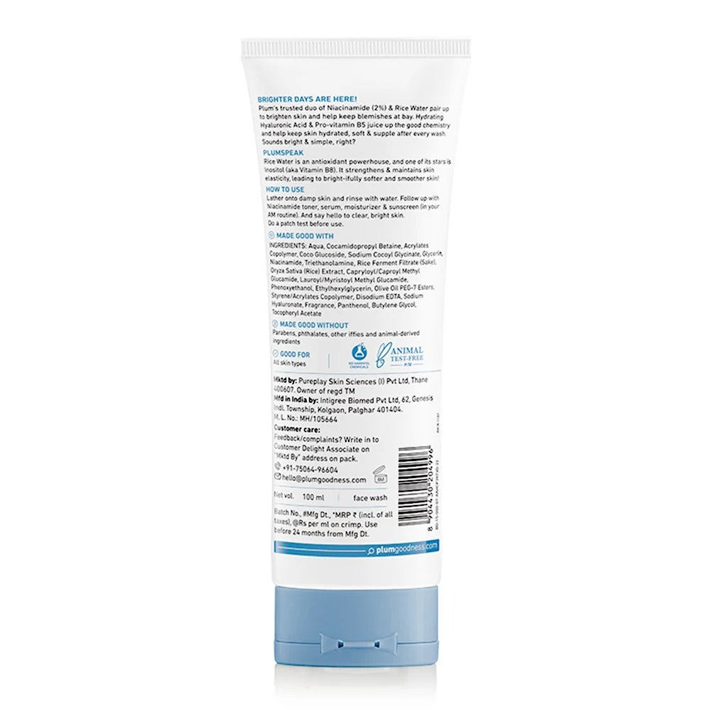Plum Rice & Niacinamide Face Wash – 100 ml