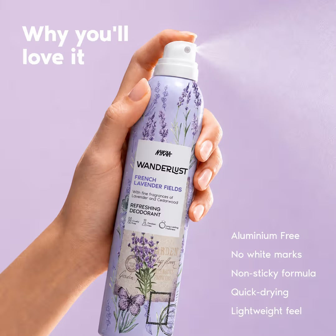 Nykaa Wanderlust Deodorant Spray for Women - French Lavender | 48 Hours Calming Freshness [150ml]