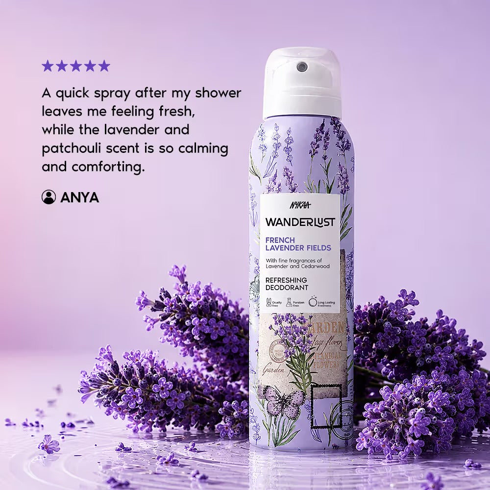 Nykaa Wanderlust Deodorant Spray for Women - French Lavender | 48 Hours Calming Freshness [150ml]