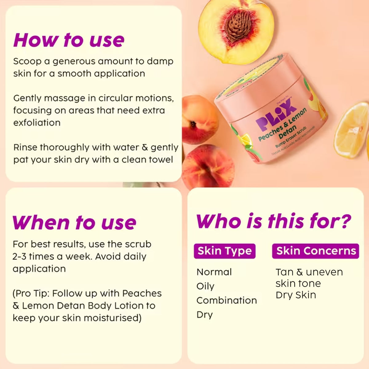 Plix Peaches & Lemon De-Tan Bump Eraser Scrub