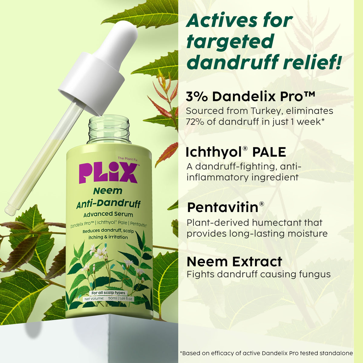 Plix Neem Anti-Dandruff Advanced Hair Serum (Helps Reduce Dandruff, Scalp Itching & Irritation)