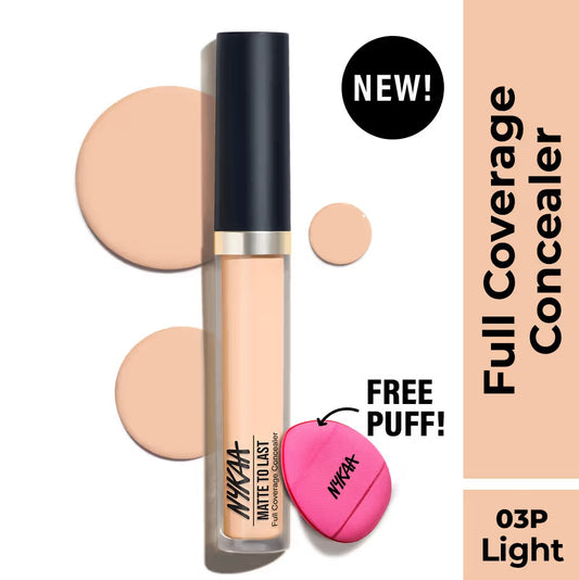 Nykaa Matte To Last Full Coverage Liquid Concealer - 03P Light, 4.5g