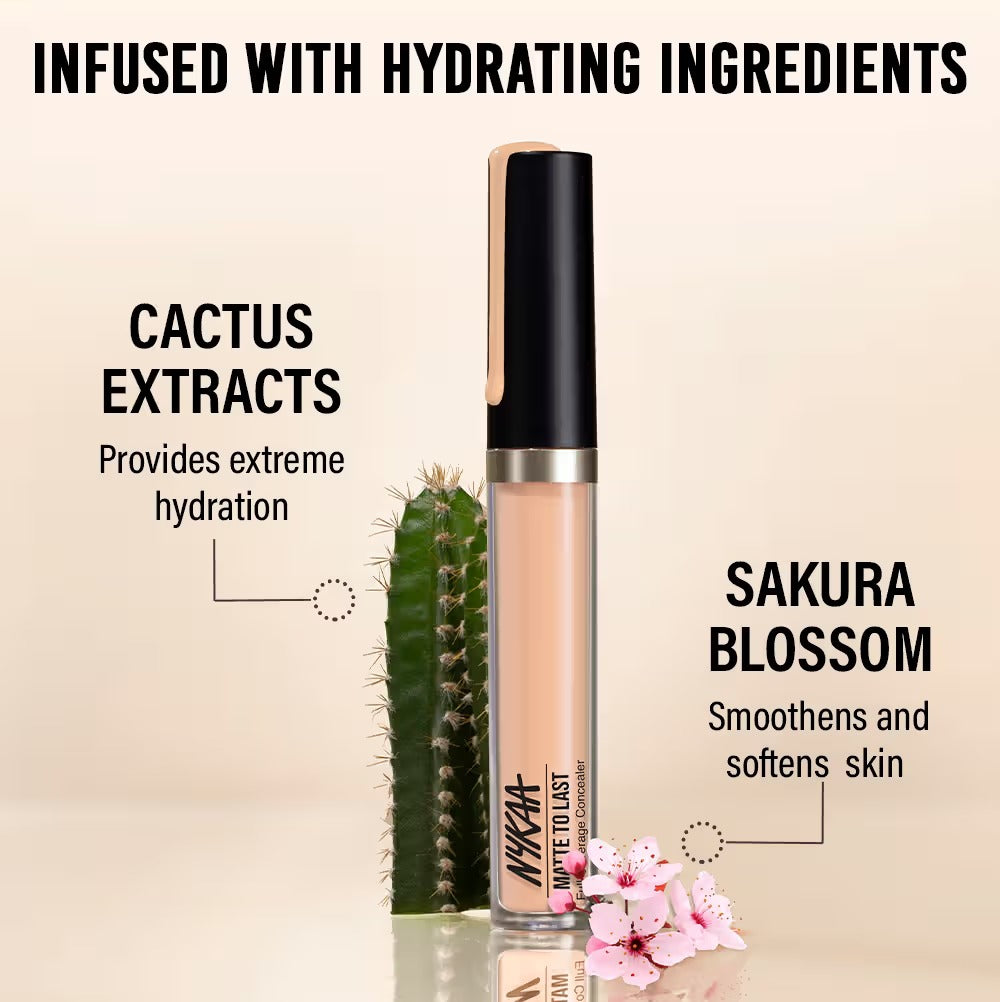 Nykaa Matte To Last Full Coverage Liquid Concealer - 03P Light, 4.5g