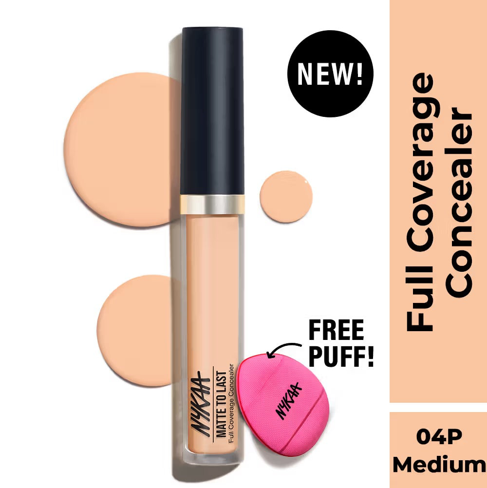 Nykaa Matte To Last Full Coverage Liquid Concealer - 04P Medium, 4.5g