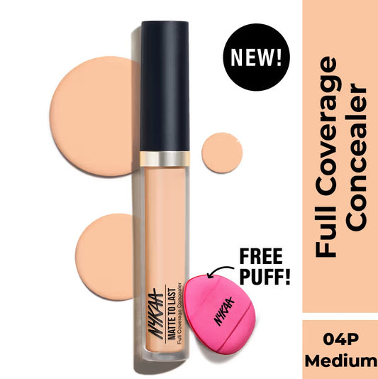 Nykaa Matte To Last Full Coverage Liquid Concealer - 04P Medium, 4.5g