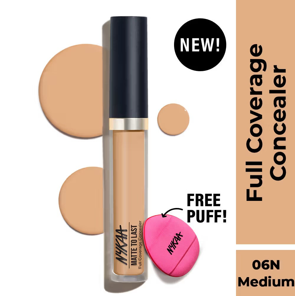 Nykaa Matte To Last Full Coverage Liquid Concealer - 06N Medium, 4.5g