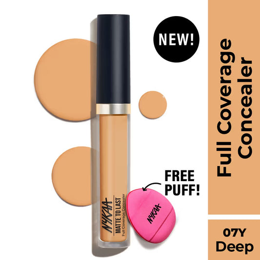 Nykaa Matte To Last Full Coverage Liquid Concealer 07Y Deep, 4.5g