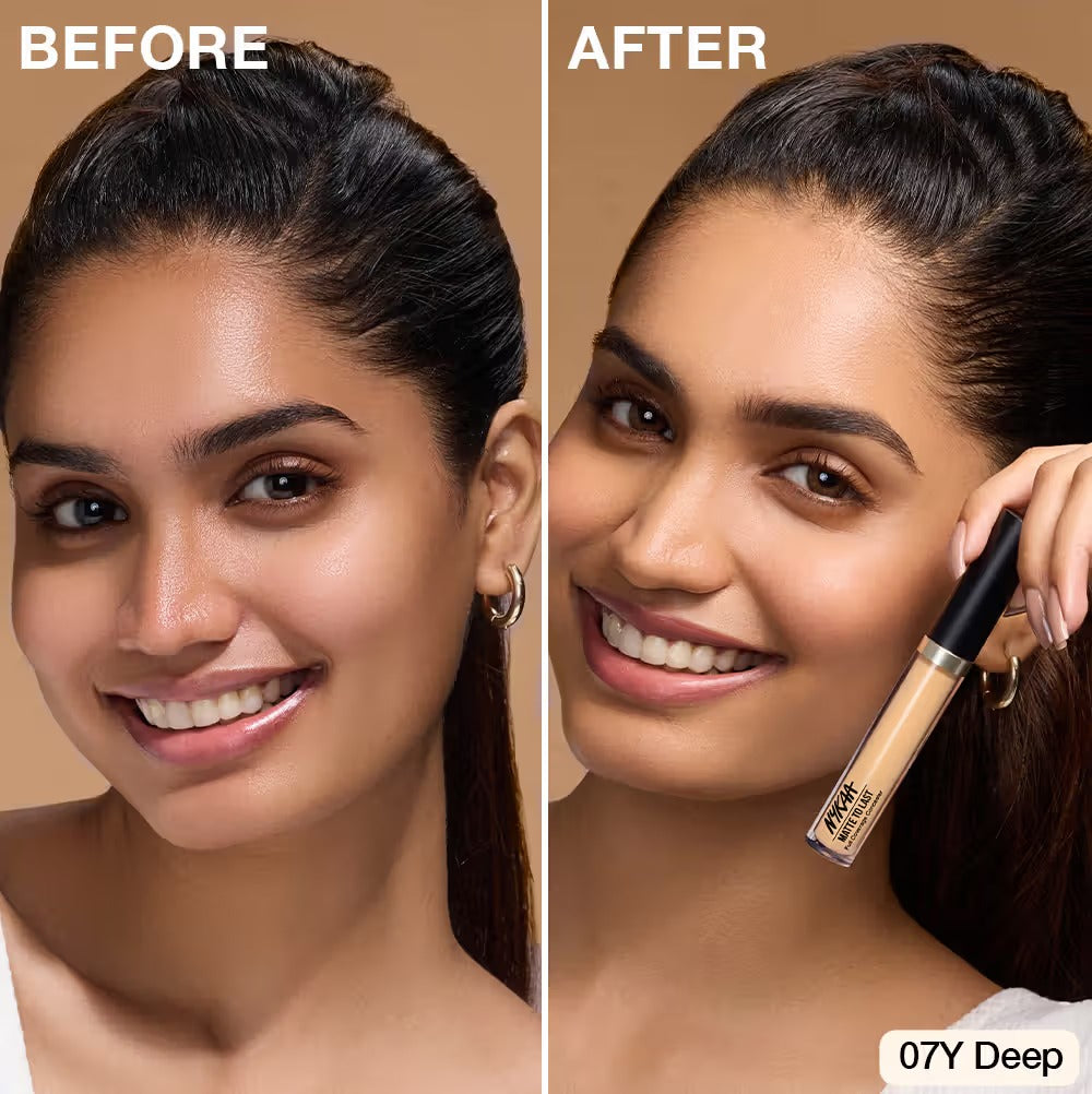 Nykaa Matte To Last Full Coverage Liquid Concealer 07Y Deep, 4.5g