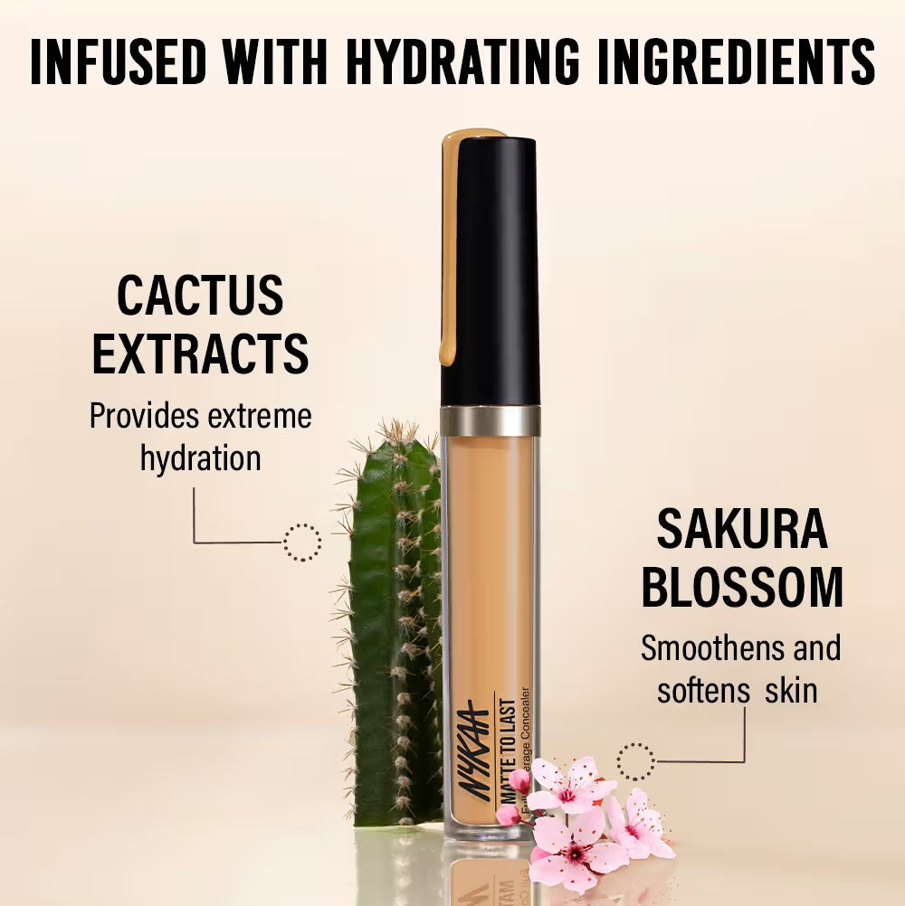 Nykaa Matte To Last Full Coverage Liquid Concealer 07Y Deep, 4.5g