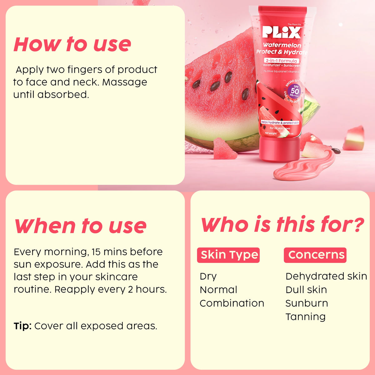 Plix Watermelon 2-in-1 Moisturizer + Sunscreen