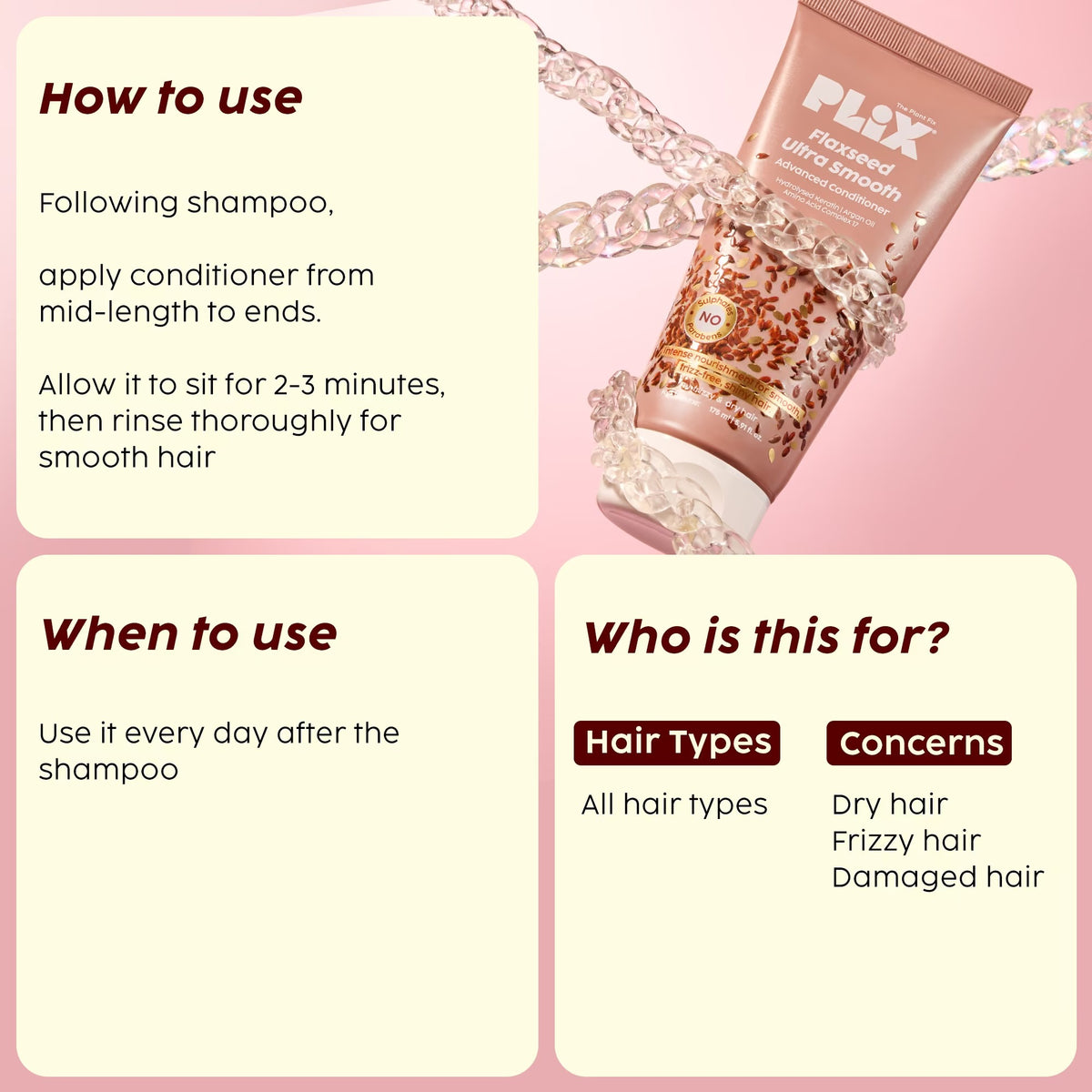 Plix Flaxseed Ultra Smooth Conditioner for Frizz-Free Hair