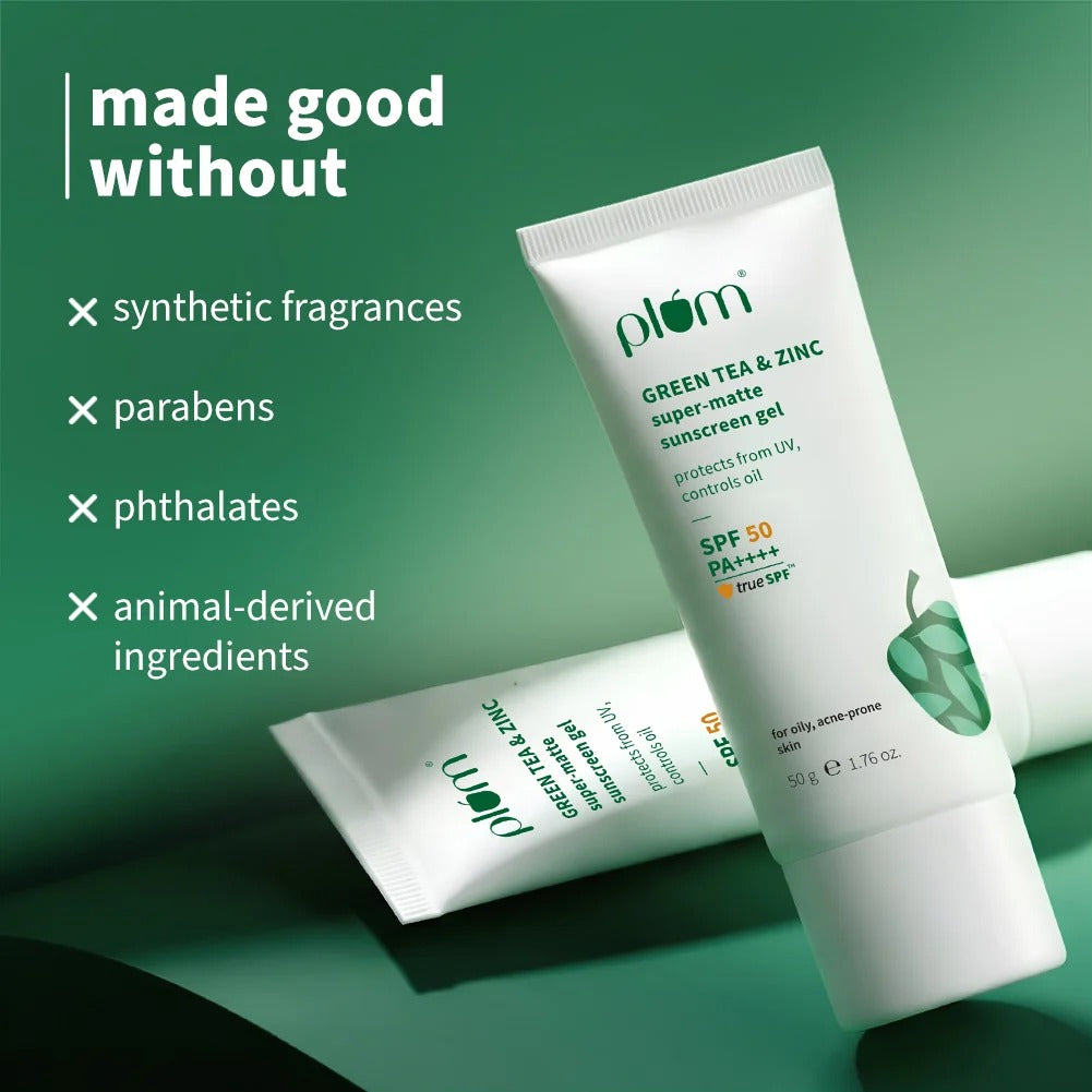 Plum Green Tea & Zinc Super-Matte SPF 50 Sunscreen Gel For Oily & Acne-Prone Skin