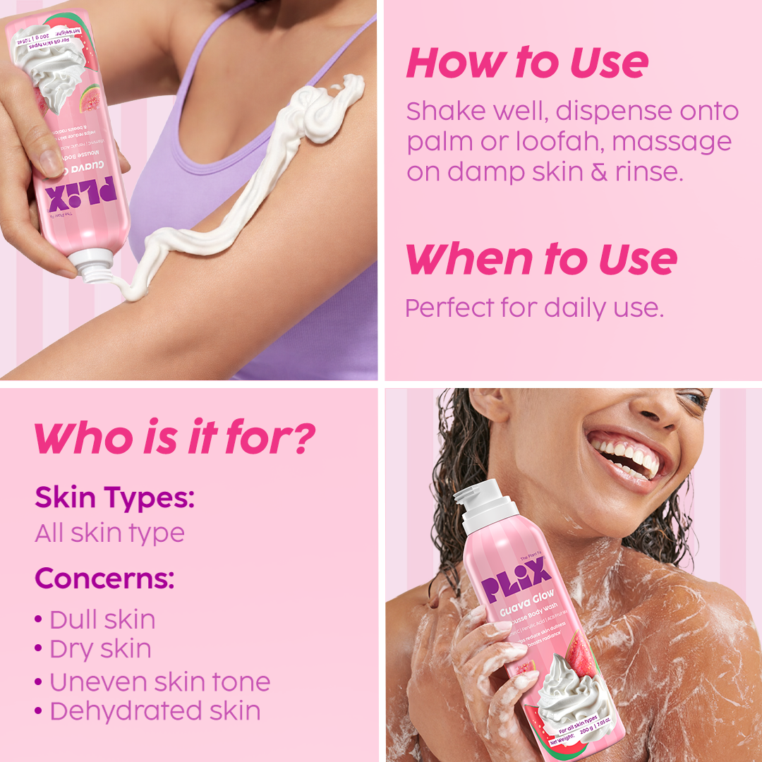 Plix Guava Whipped Mousse Body Wash – 200ml