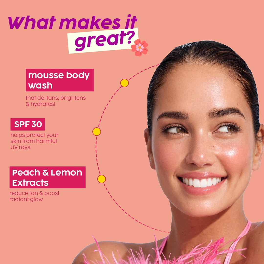 Plix Peaches & Lemon De-Tan Mousse Body Wash – 200ml