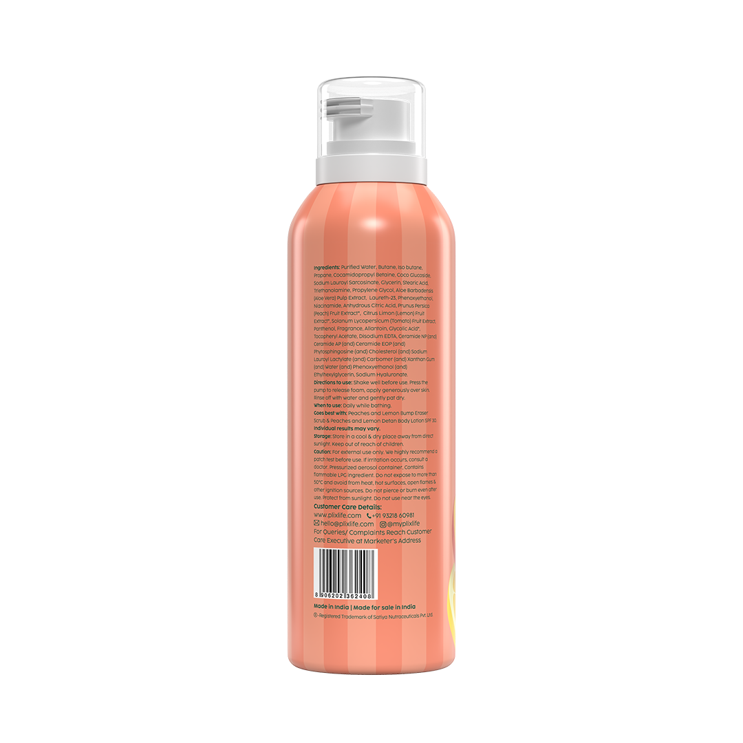Plix Peaches & Lemon De-Tan Mousse Body Wash – 200ml