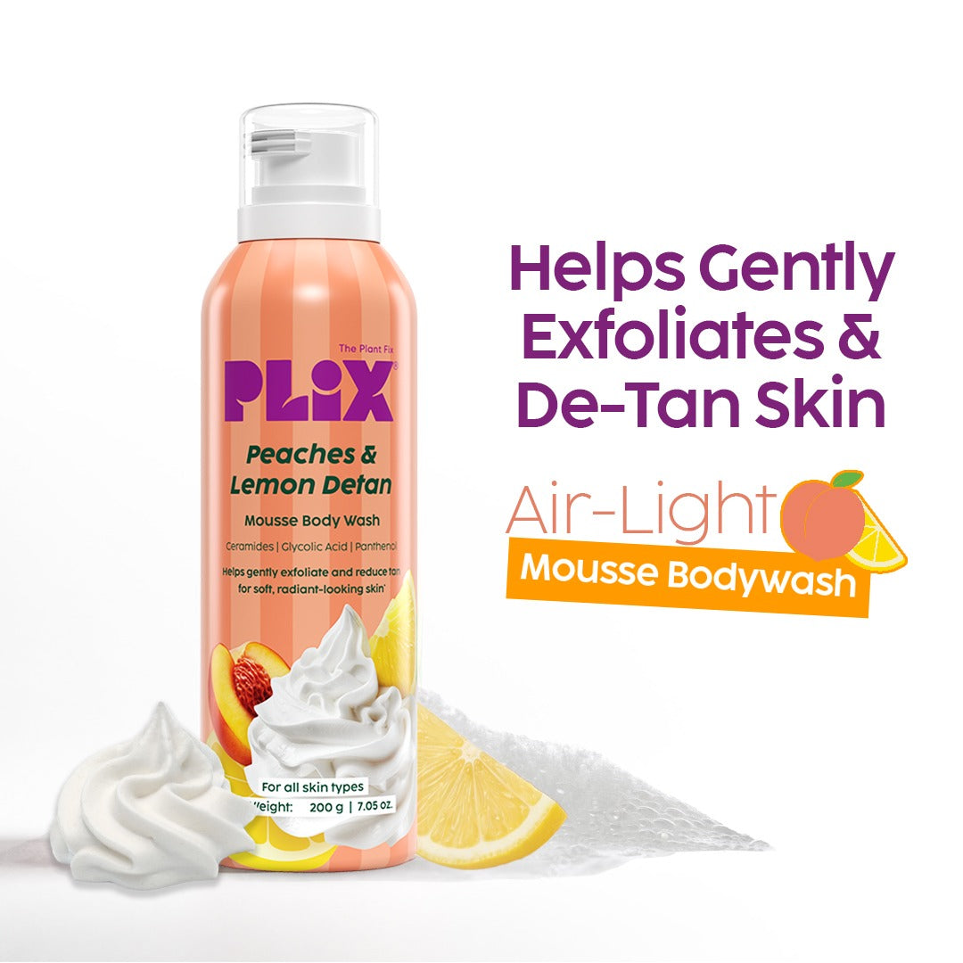 Plix Peaches & Lemon De-Tan Mousse Body Wash – 200ml