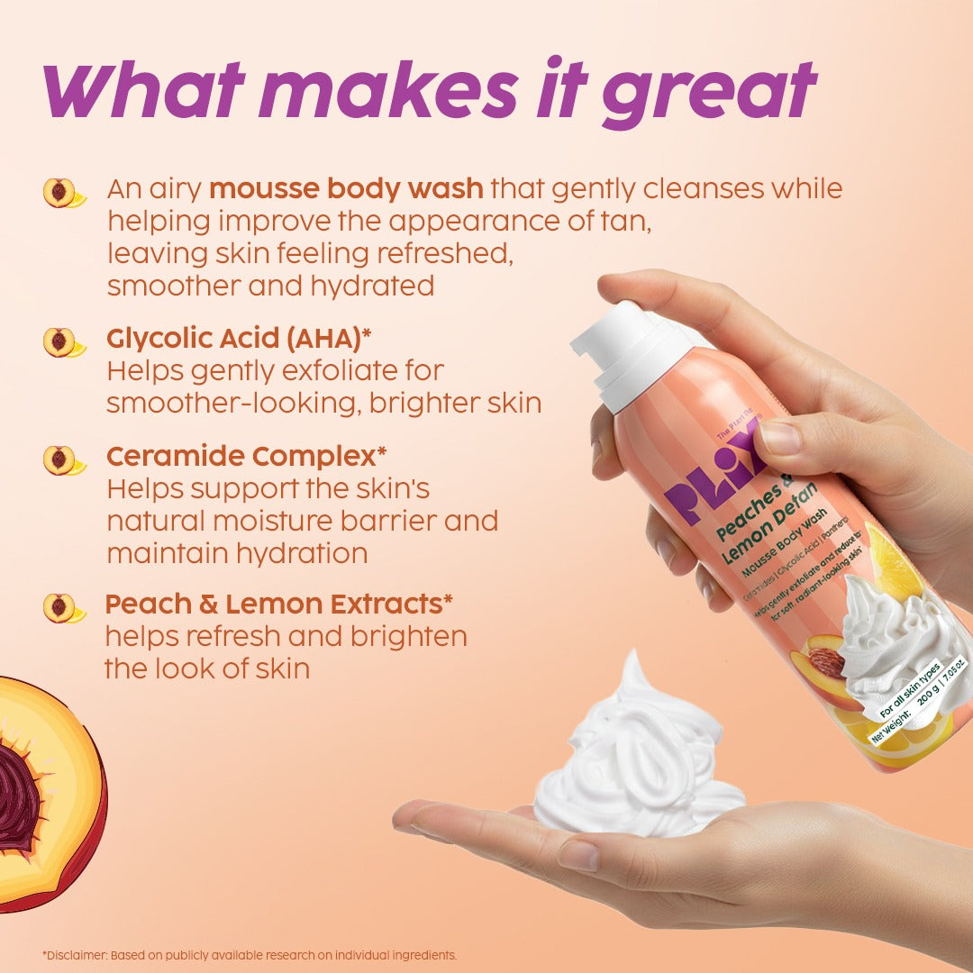 Plix Peaches & Lemon De-Tan Mousse Body Wash – 200ml