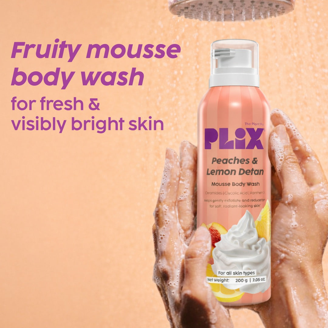 Plix Peaches & Lemon De-Tan Mousse Body Wash – 200ml
