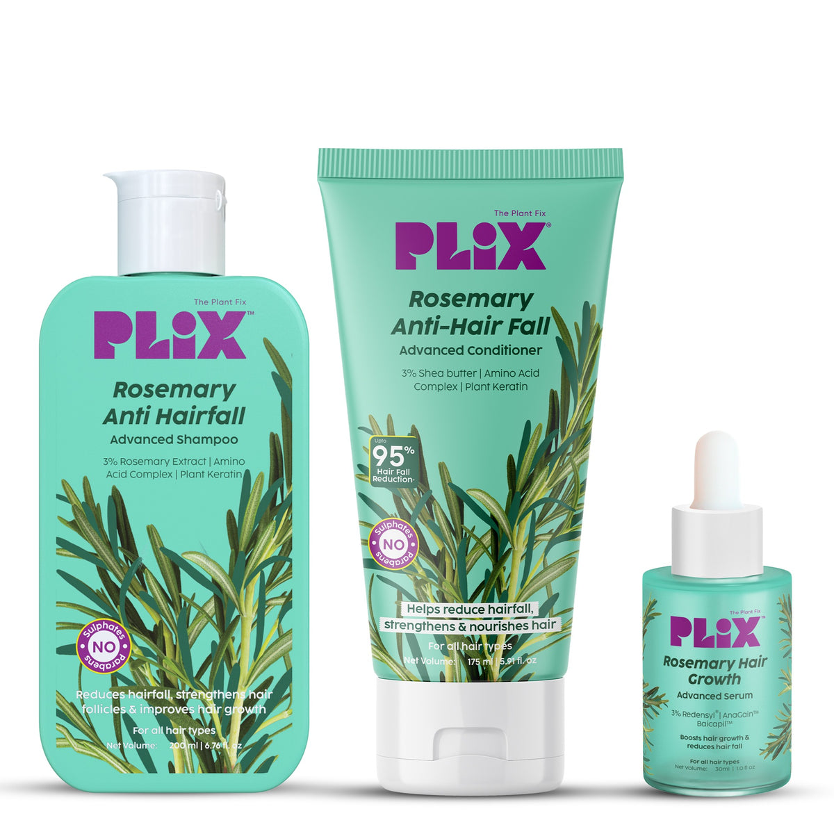 Rosemary Anti-Hairfall Advanced Kit with Shampoo, Conditioner & Serum