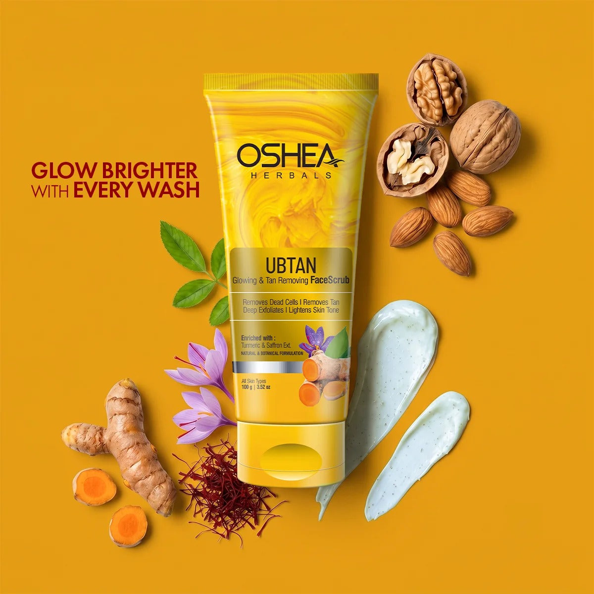 Oshea Ubtan Glowing & Tan Removing Face Scrub - [100gm]