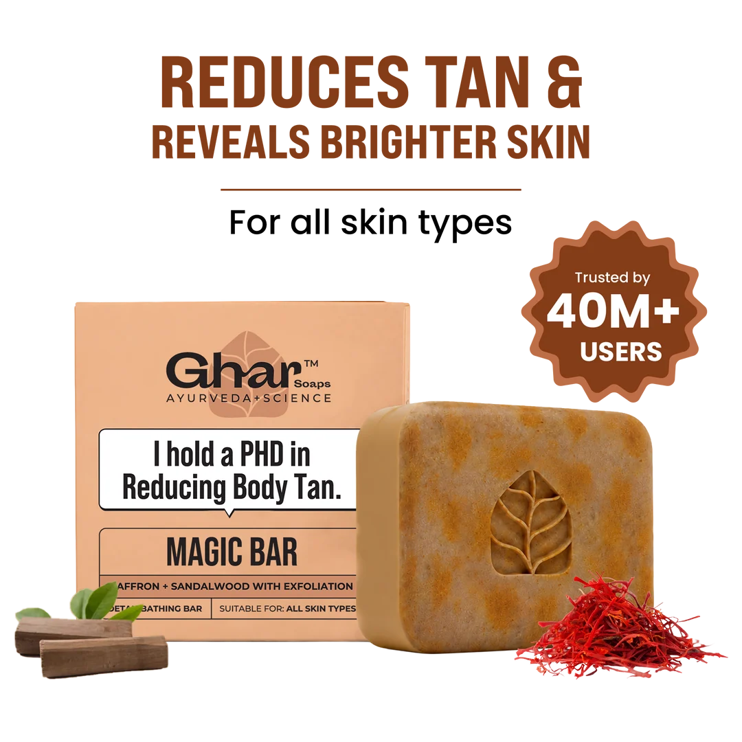 GHAR Magic Sandalwood & Saffron Soap for Daily Bathing