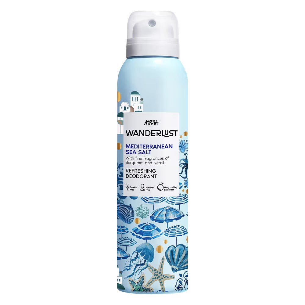 Nykaa Wanderlust Deodorant Spray Unisex - Mediterranean Sea Salt | 48 Hours Citrus Aqua Freshness [150ml]