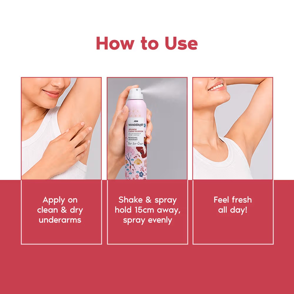 Nykaa Wanderlust Deodorant Spray for Women - Japanese Cherry Blossom | 48 Hours Floral Freshness [150ml]