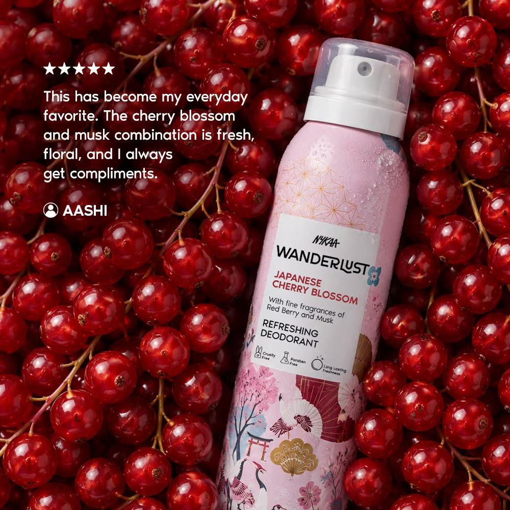 Nykaa Wanderlust Deodorant Spray for Women - Japanese Cherry Blossom | 48 Hours Floral Freshness [150ml]