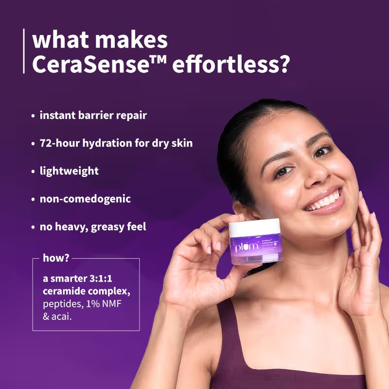 Plum Cerasense Barrier Repair Face Moisturizer With Ceramides & Peptides For Dry, Sensitive Skin