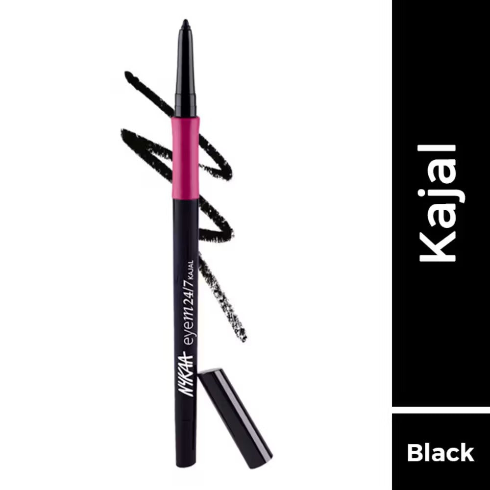 Nykaa EyeM24/7 Smudgeproof Kajal – Ebony Soul 01 Black