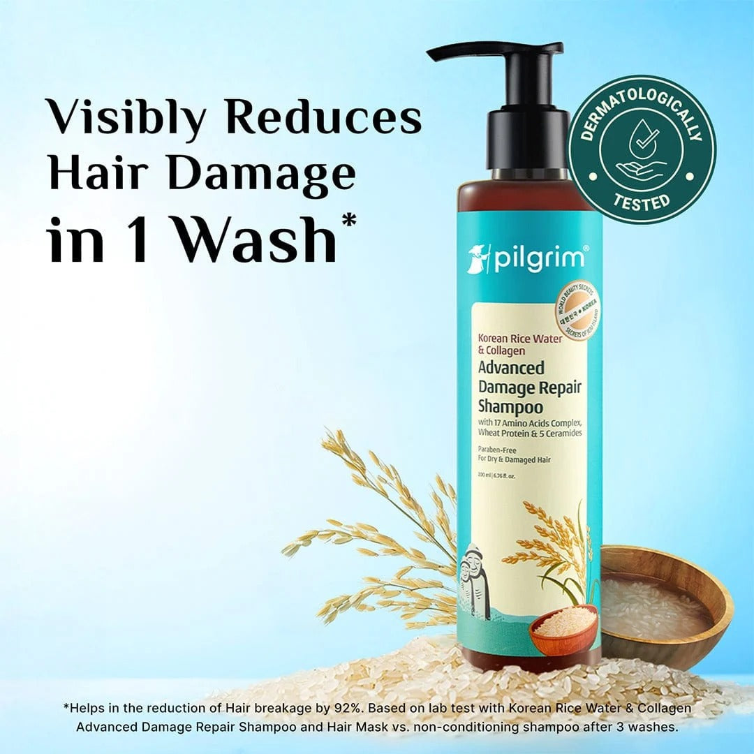 Pilgrim Korean Rice Water & Collagen Advanced Damage Repair Shampoo - [200ml]