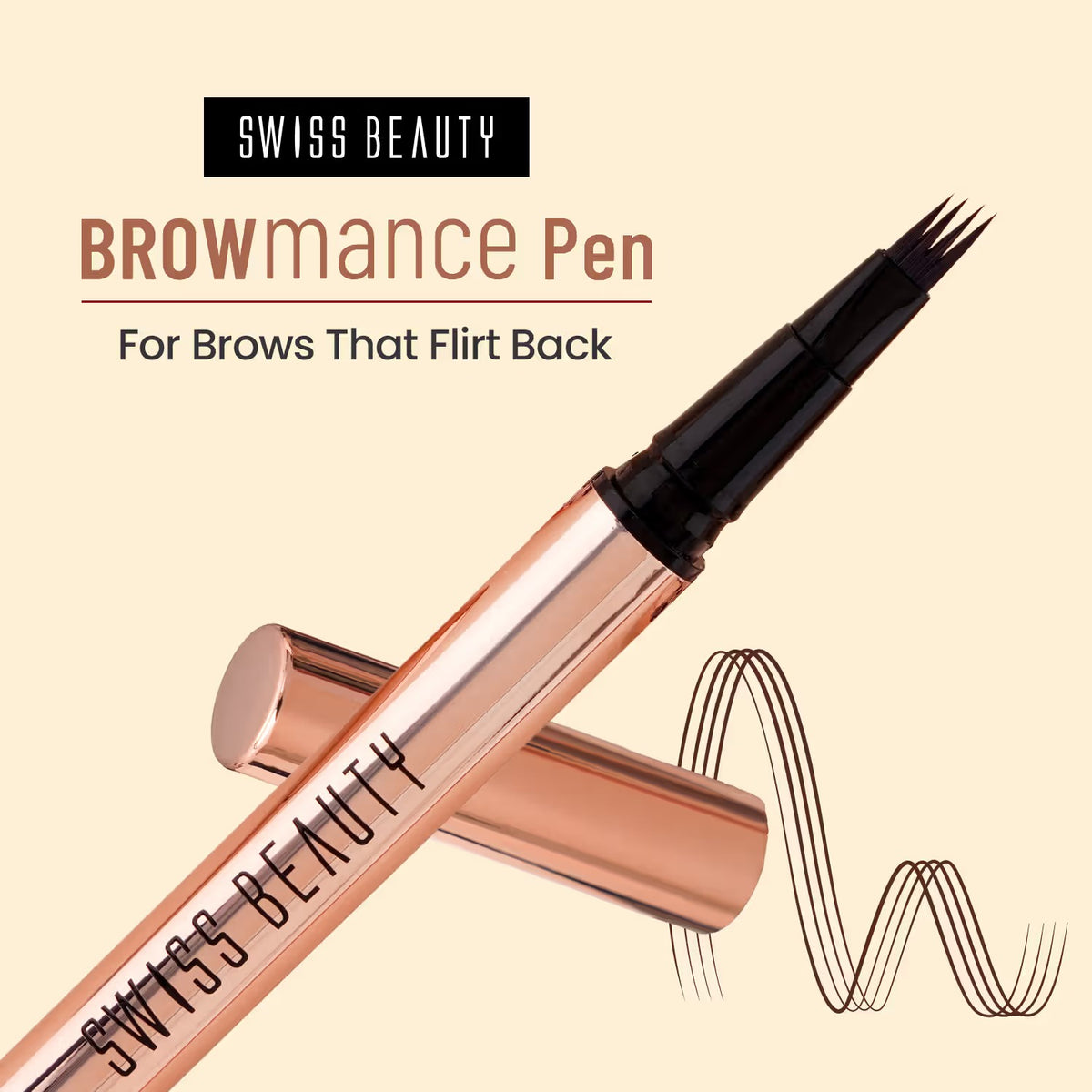 Swiss Beauty Browmance Pen Fills In Sparse Hair For 8-Hour Stay - 3 Deep Brown