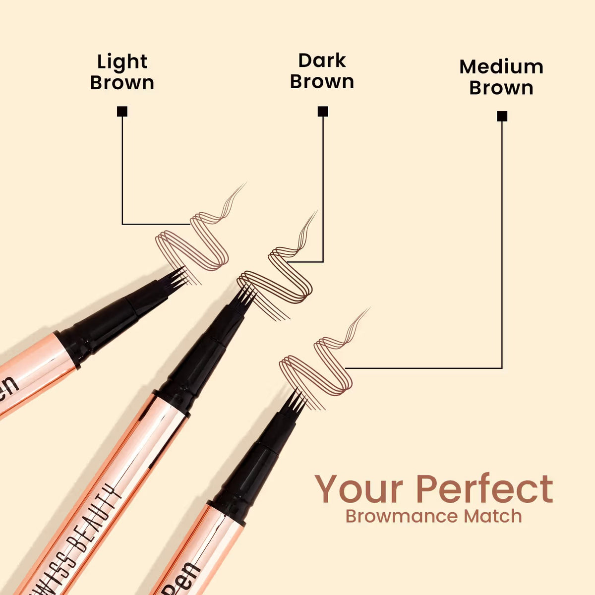Swiss Beauty Browmance Pen Fills In Sparse Hair For 8-Hour Stay - 3 Deep Brown