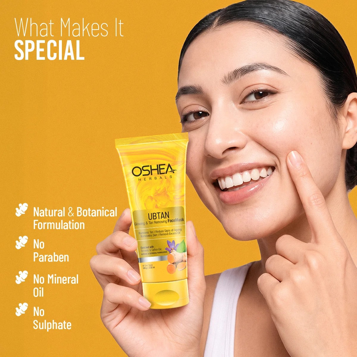 Oshea Ubtan Glowing & Tan Removing Face Mask - [100gm]