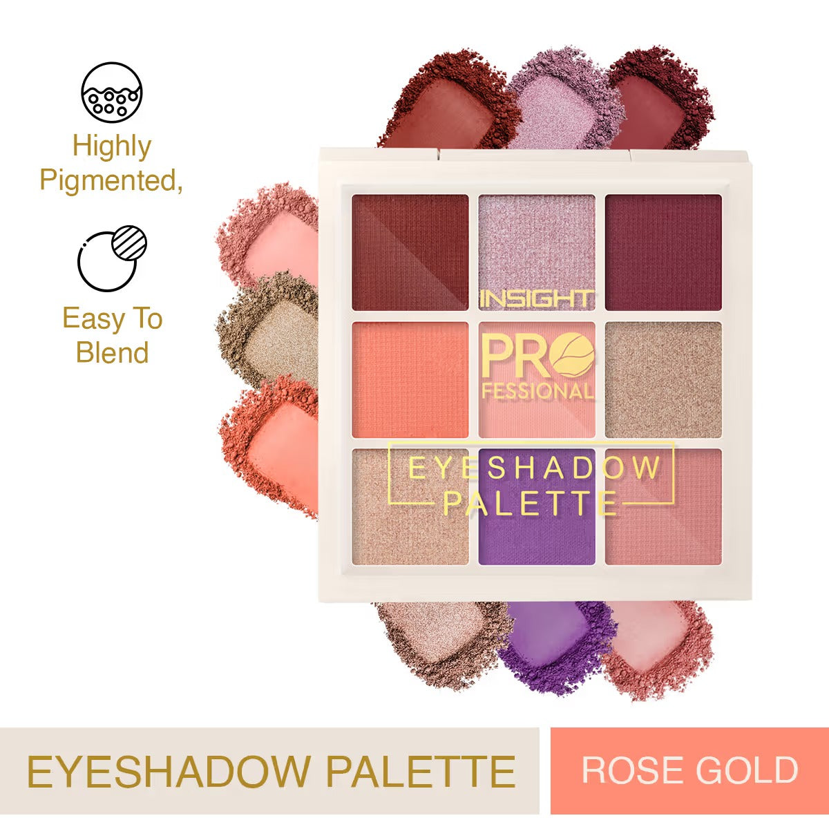 Insight Pro Rose Gold Eyeshadow Palette for Soft, Glam Eye Makeup – 15g