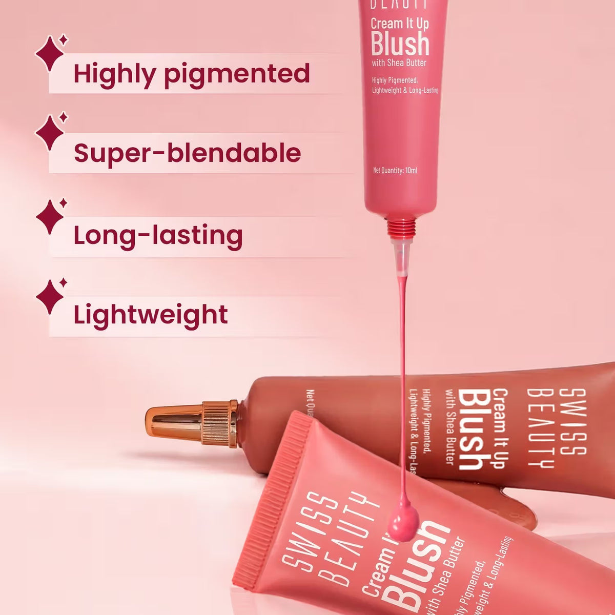 Swiss Beauty Cream It Up Blusher With Shea Butter , Multi-Functional , Matte Finish - 2 Natural Flush