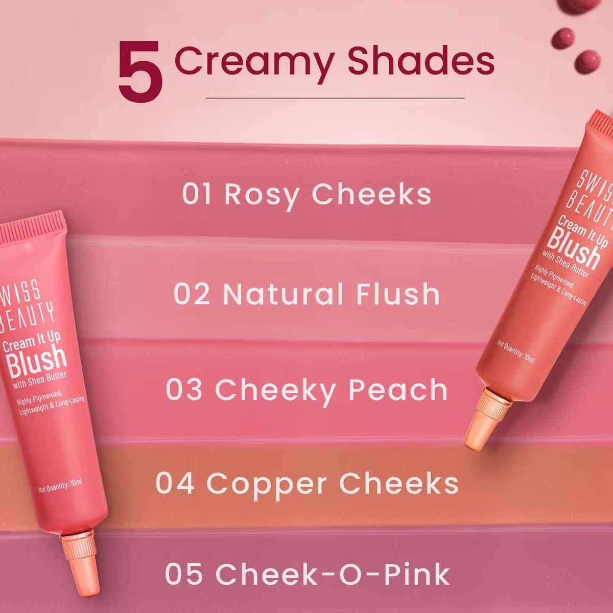 Swiss Beauty Cream It Up Blusher With Shea Butter , Multi-Functional , Matte Finish - 4 Copper Cheeks