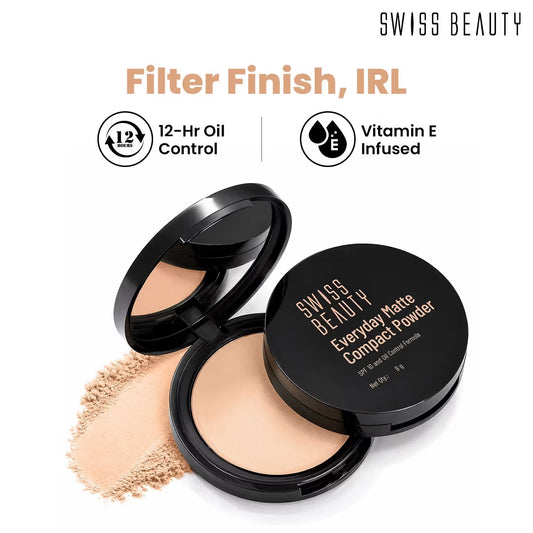 Swiss Beauty Everyday Matte Compact Powder – 3 Vanilla, 8g