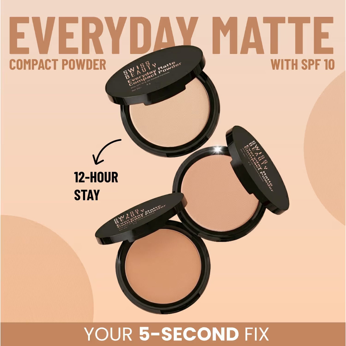 Swiss Beauty Everyday Matte Compact Powder – 3 Vanilla, 8g