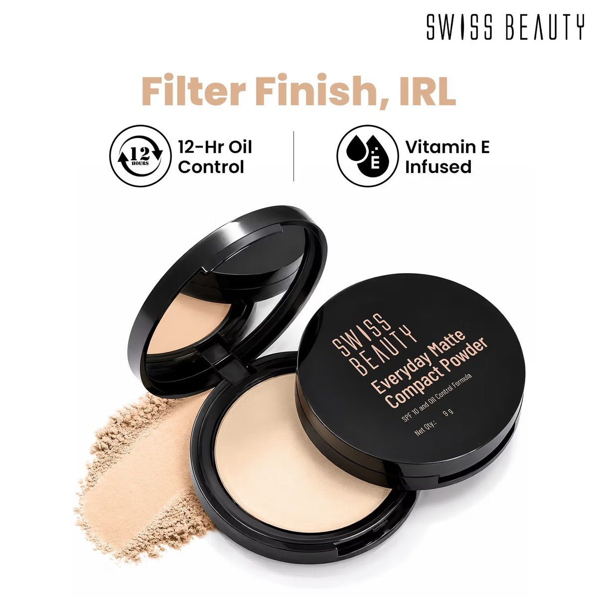 Swiss Beauty Everyday Matte Compact Powder – 4 Honey, 8g