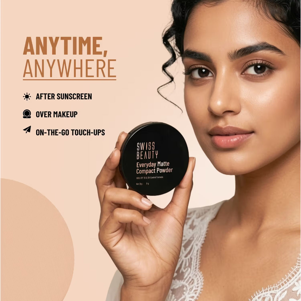 Swiss Beauty Everyday Matte Compact Powder – 4 Honey, 8g